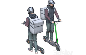 Delievery man on an electric scooter