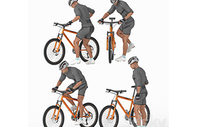 Cyclist Man in 04 Poses