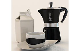 Geyser coffee, milk jug and a cup