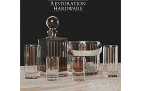 BOULEVARD CUT CRYSTAL BARWARE SET