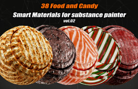 Artstation - 38 Food And Candy Smart Materials_vol02(beef-Bread-Biscuit-Candy_Chocolate) - 材质