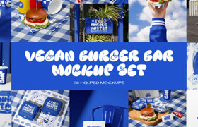 Creatsy - Vegan Burger Bar Brand Identity Mockup Bundle for Photoshop - 平面素材
