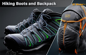 Artstation - Hiking Boots and Backpack  Full Tutorial + 3D Model - 教程