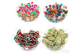 Glass bowl with lollipops