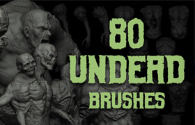 Flippednormals - Zbrush + Blender - 80 Undead Creature Brush mega Pack - 笔刷