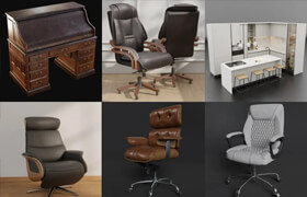 一系列 .blend 格式的 3D 家具和室内道具模型。