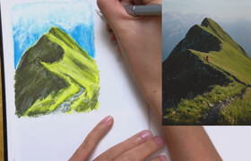 Udemy - Oil Pastel Landscapes for Beginners Dreamy Skies & Mountain
