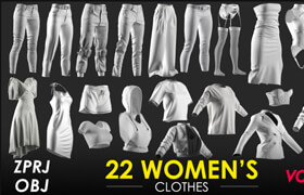 Artstation - 22 Women's Clothes - VOL 4 - Marvelous  CLO Project file - 模型