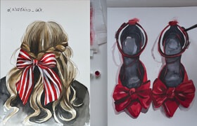 Udemy - Watercolor Fashion Illustration Painting Red Accessories