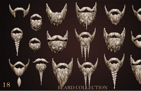 ArtStation - Beard Collection - 18 beard ZTL - 模型