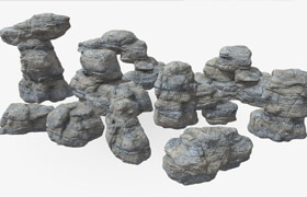 FAB - Gray Boulder Beach Rock Collection 210110 - 模型