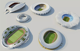 CGTrader - Modern Soccer Stadium Unique Roofs Pack - 模型