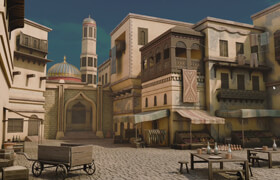 Udemy - Blender Stylized Arabian Market Environment Build 3D Scene