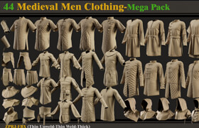 ArtStation - 45 Medieval Men Clothing-MEGA PACK(zprj-fbx)- VOL 4 - 模型