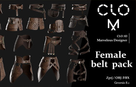 Artstation - Female belt pack  Marvelous DesignerClo3D project file + OBJ, FBX - 模型