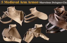 Artstation - 5 Medieval Arm ArmorMarvelous Designer-Clo3D (ZPRJ + FBX + OBJ) - 模型