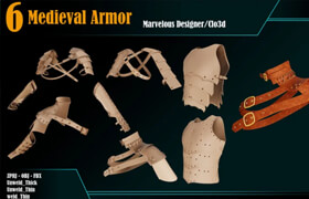Artstation - 6 Medieval Armor _VOL 01 _MarvelousCLO +ZPRJ +OBJ+FBX - 模型