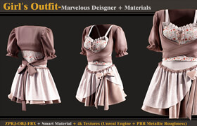 Artstation - Girl's Outfit 08 + 4K Textures + OBJ + FBX - 模型