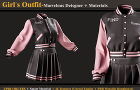 Artstation - Girl's Outfit 09 + 4K Textures + OBJ + FBX - 模型