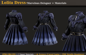 Artstation - Lolita Dress -MDClo3d + Smart Material + 4K Textures + OBJ + FBX (vol 08) - 模型